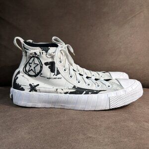 Converse UNT1TL3D Script Print - White Mens Size 8 Classic Hi-Top Shoes